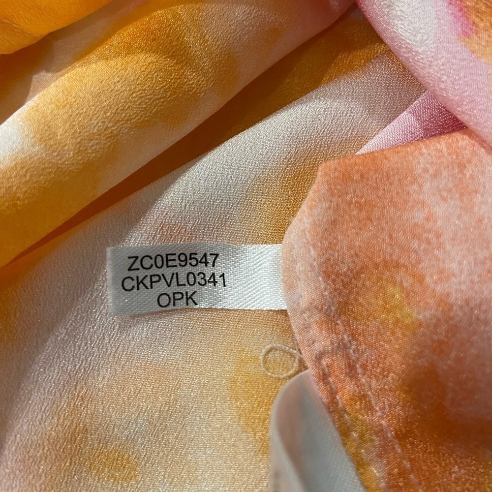 Calvin Klein Tie Dyed Button Down Blouse Size Medium Pink and Orange - Picture 3 of 12